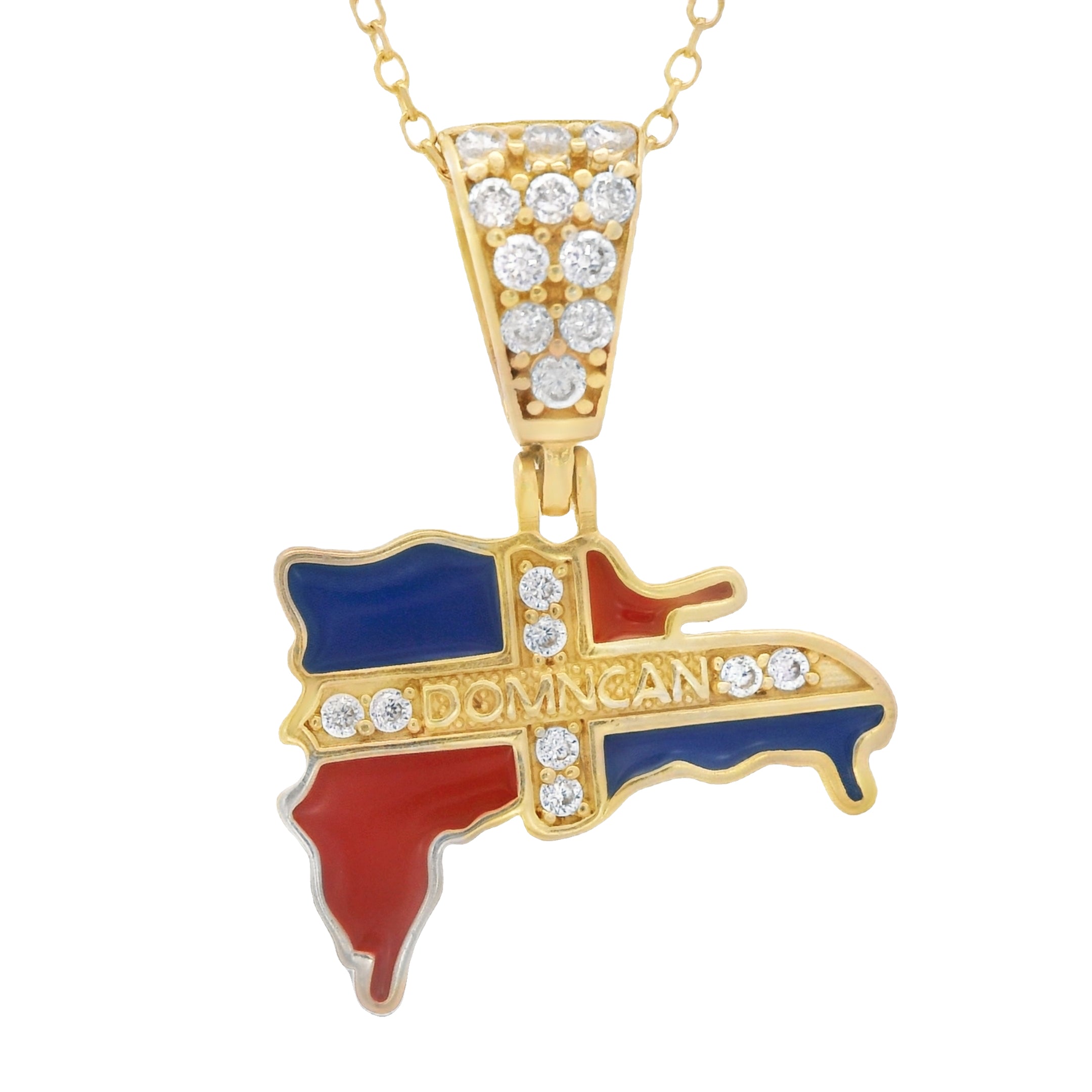 14K Gold Dominican Republic Map Pendant with Cable Chain Necklace - Perfect for Travel Lovers & Patriotic Jewelry Gifts