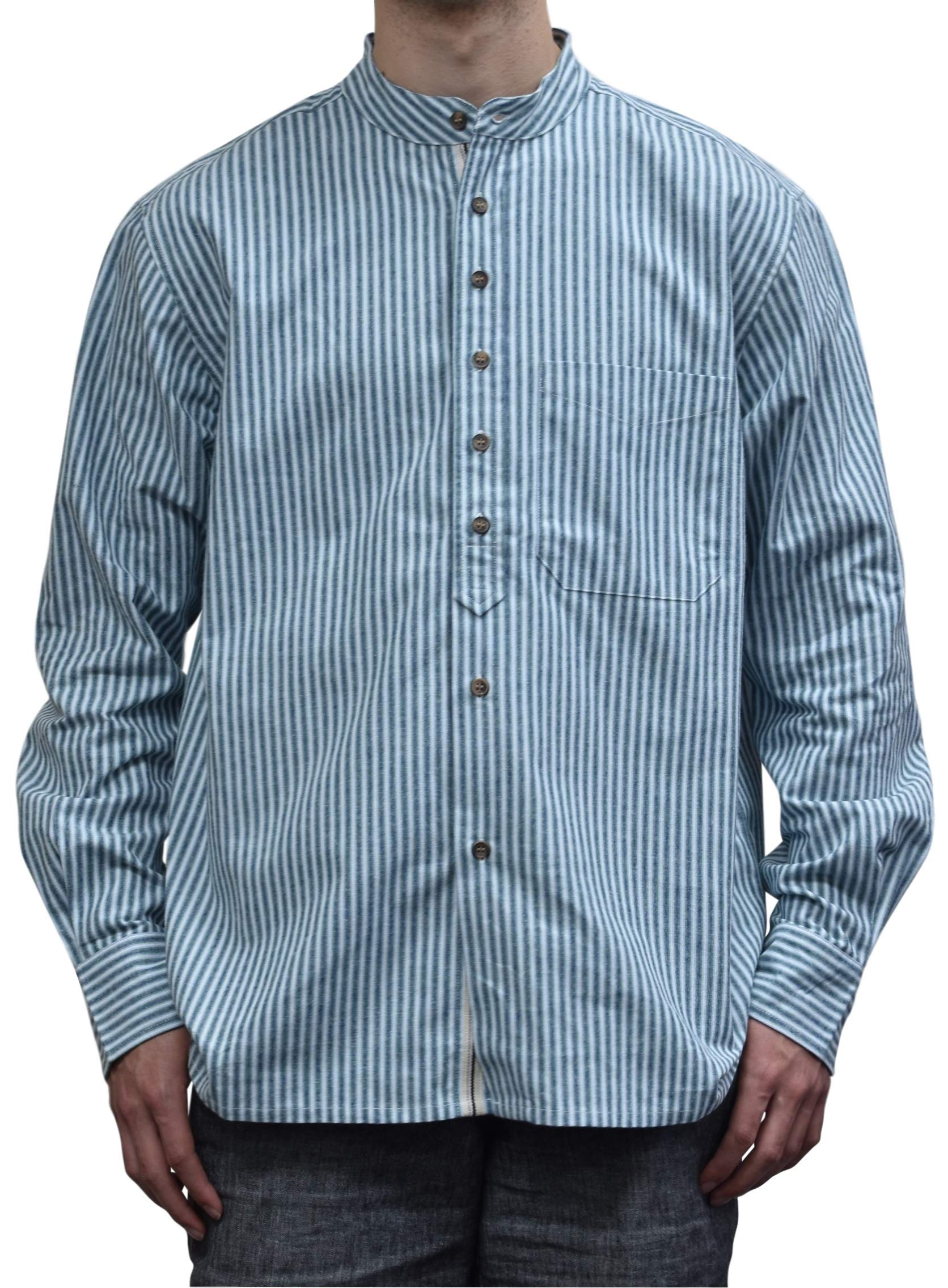 Vintage Style Grandfather Shirt for Men - 100% Cotton Casual Button Down Shirt - Perfect for Retro Outfits, Western Style, and Everyday Wear