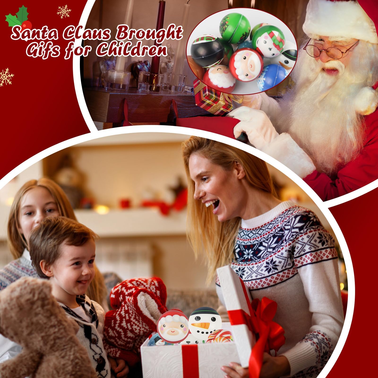 Christmas Stress Balls - 12 Pack Snowman Santa Squishies for Stocking Stuffers & Party Favors
