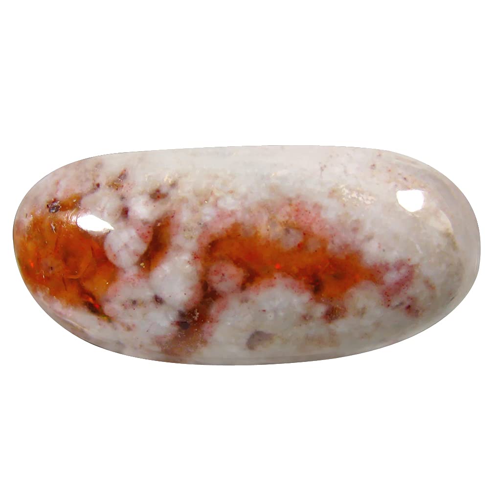 12.85 ct Natural Mexican Fire Opal Cabochon - 22x10 mm Unheated Loose Gemstone for Jewelry Making & Collectors | Engagement Rings, Pendants & Earrings