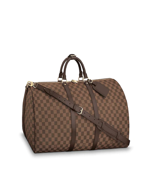 Authentic Louis Vuitton Keepall Bandouliere 55 Travel Duffle Bag in Damier Ebene Canvas - Perfect for Weekend Getaways & Business Trips