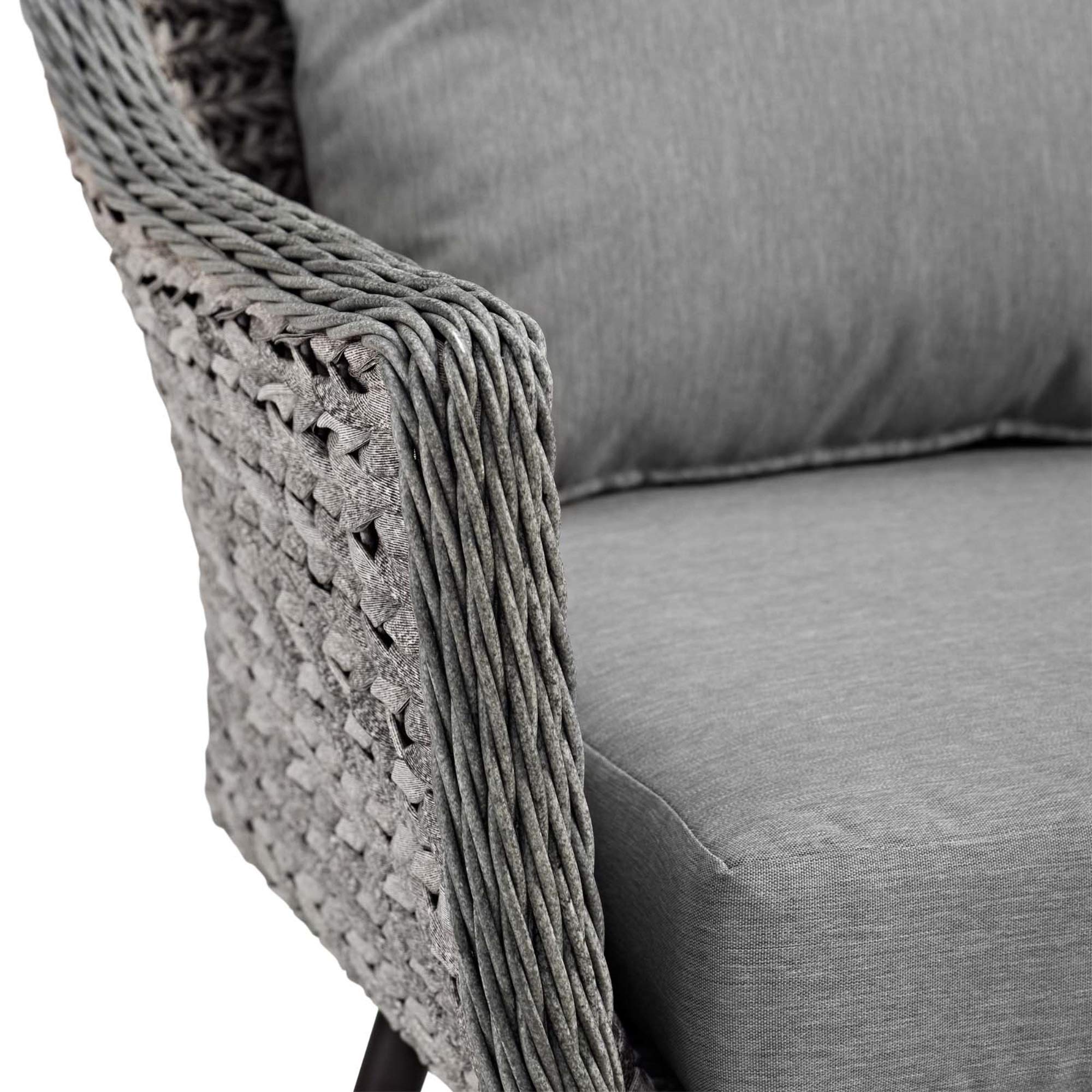 Ergode Endeavor Outdoor Patio Armchair - Modern Waterproof Aluminum Frame with All-Weather Cushions & Gray Synthetic Rattan Weave - Perfect for Poolside, Garden, or Patio Relaxation