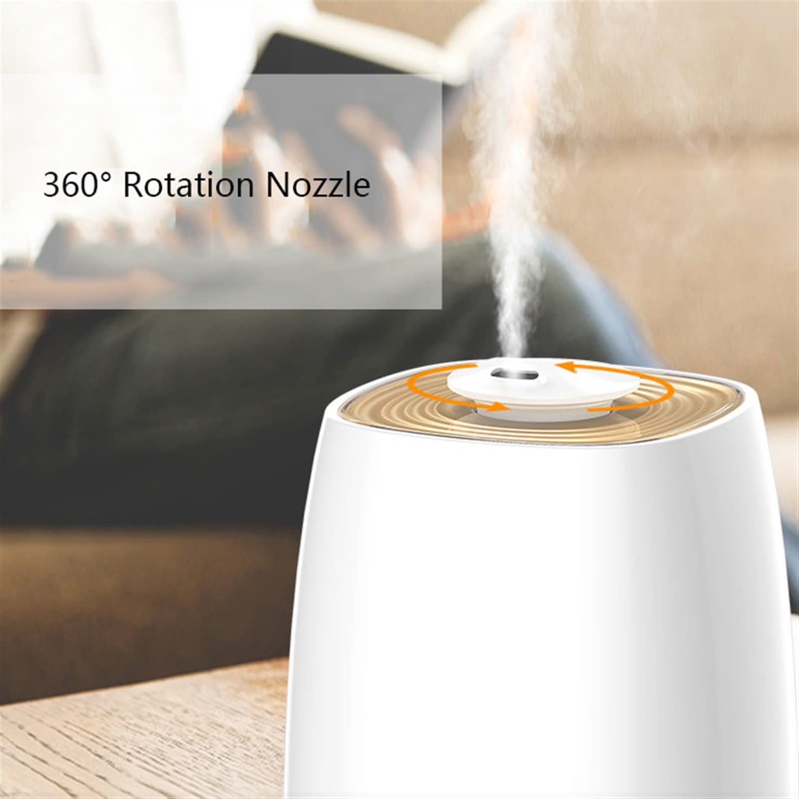 3.5L Quiet Humidifier for Bedroom & Home - Top Fill Oil Diffuser with Adjustable 360° Rotation Nozzle, Auto Shut Off & Knob Control | Perfect for Dry Air Relief, Baby Nursery, Office & Aromatherapy