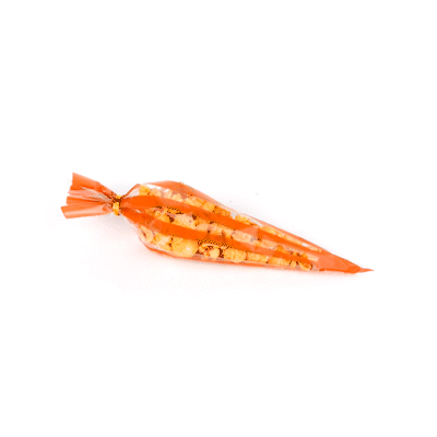 Plastic Cone Bags with Orange Stripes - 6x11 Inches, 8000 Count Box | Perfect for Party Favors, Candy, Snacks & Bulk Packaging