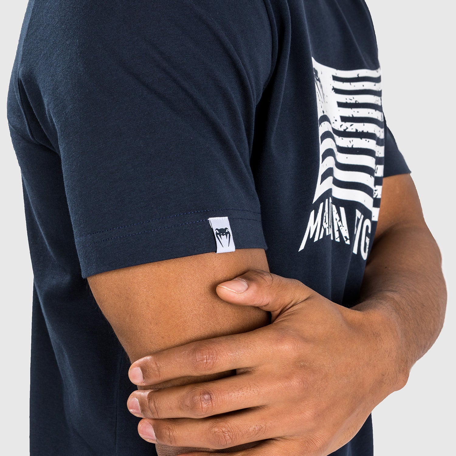 Venum Fightland T-Shirt for Men - Navy Blue & White MMA Training & Streetwear Comfort Fit Tee - Perfect for Gym, Workout, and Casual Wear