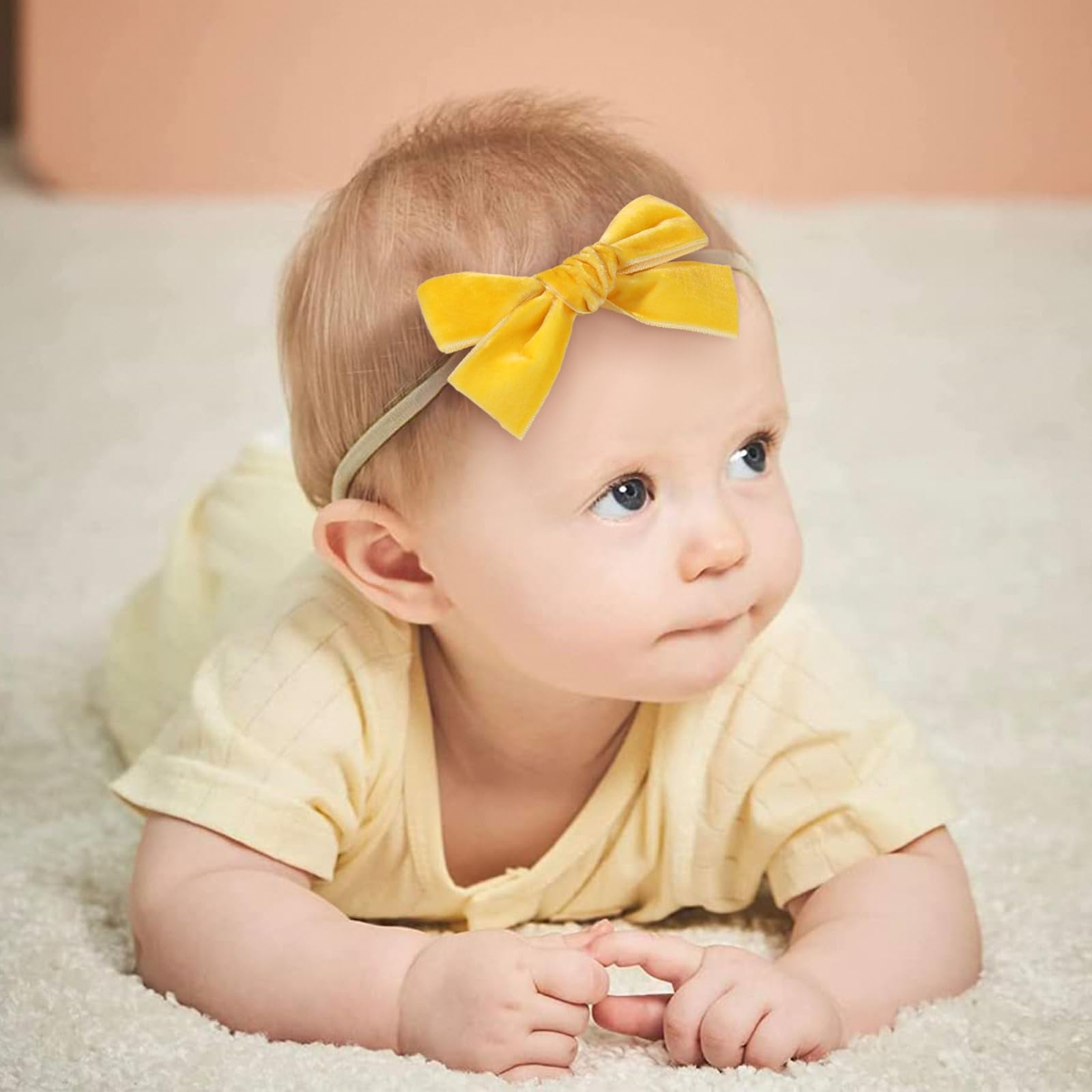 10 Pcs Soft Velvet Baby Headbands for Girls - Elastic Nylon Newborn Hair Bands, Handmade Infant Toddler Hair Accessories | Perfect for Photography, Birthday Parties & Daily Outfits