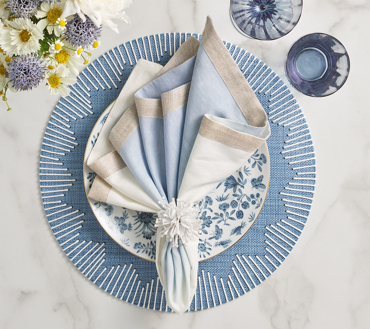 Blue & White Dream Weaver Placemats Set of 4 - Elegant Table Setting for Dining, Parties & Home Decor