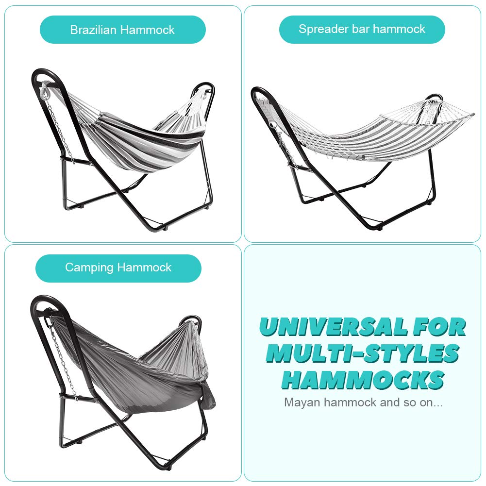 Heavy Duty 550 LBS Capacity Zupapa Hammock Stand for 9-14 Feet Hammocks - 2 Person Steel Frame with 2 Chains & Carry Bag - Indoor Outdoor Use for Patio, Backyard, Camping & Beach (Black)