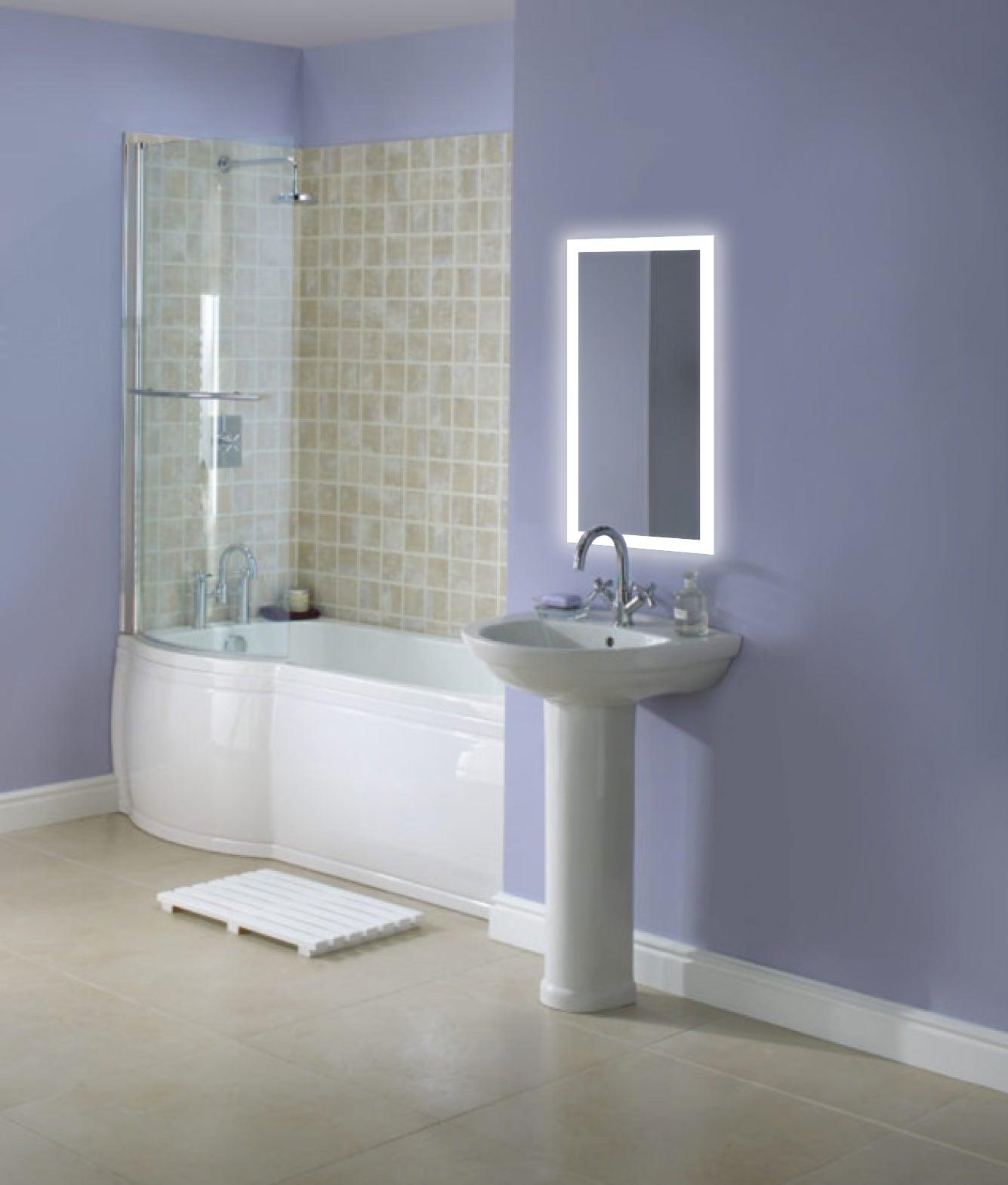 Krugg Bijou 15x30 Inch LED Bathroom Mirror with Adjustable Dimmer & Anti-Fog Function - Perfect for Modern Vanity, Spa-Like Bathroom & Makeup Application