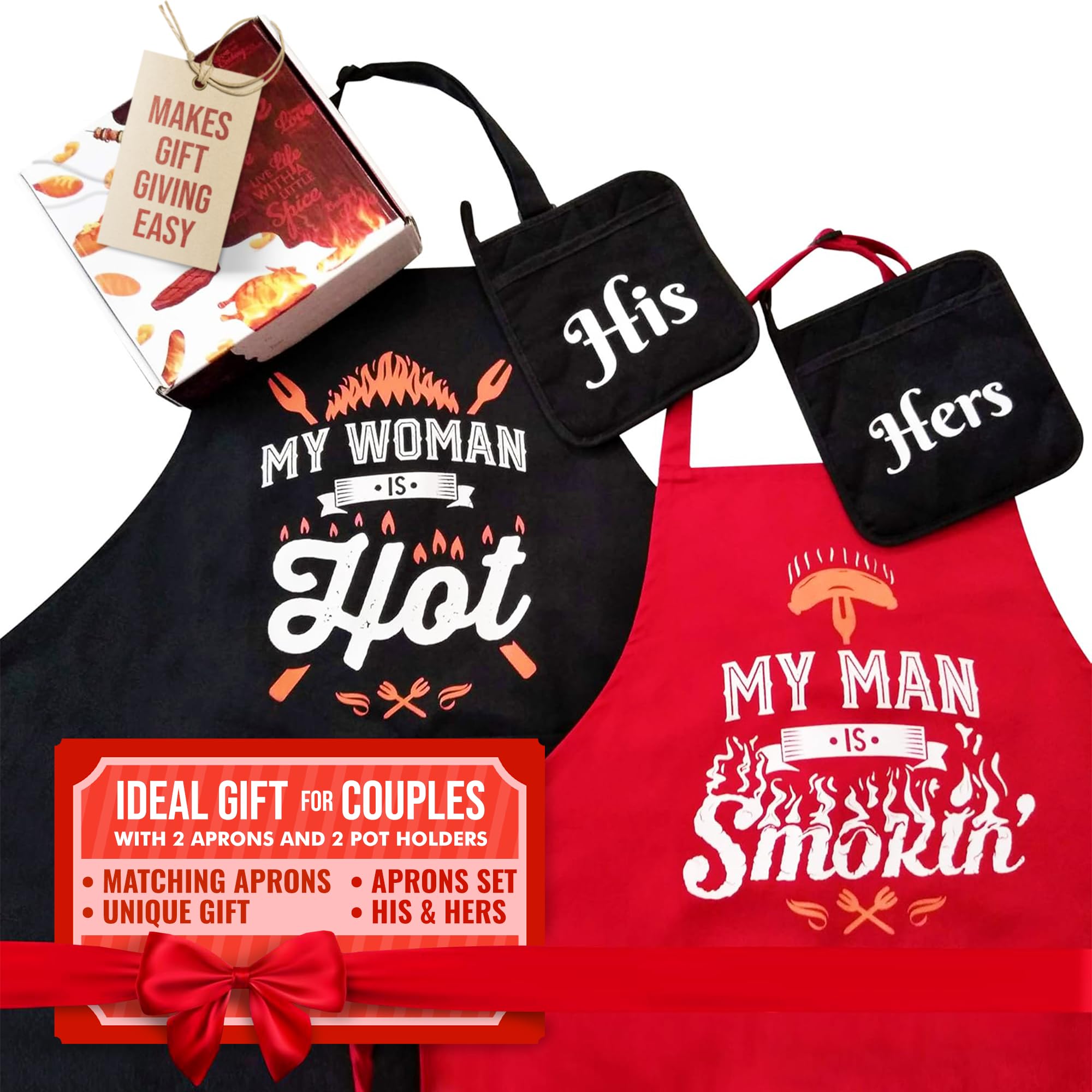 Romantic Wedding Gifts for Couples - His & Hers Potholders Set with Elegant Gift Box | Perfect for Anniversaries, Bridal Showers, Engagements & Newlyweds | Thoughtful Present for Bride & Groom | Great for Kitchen Decor & Couple Cooking Together