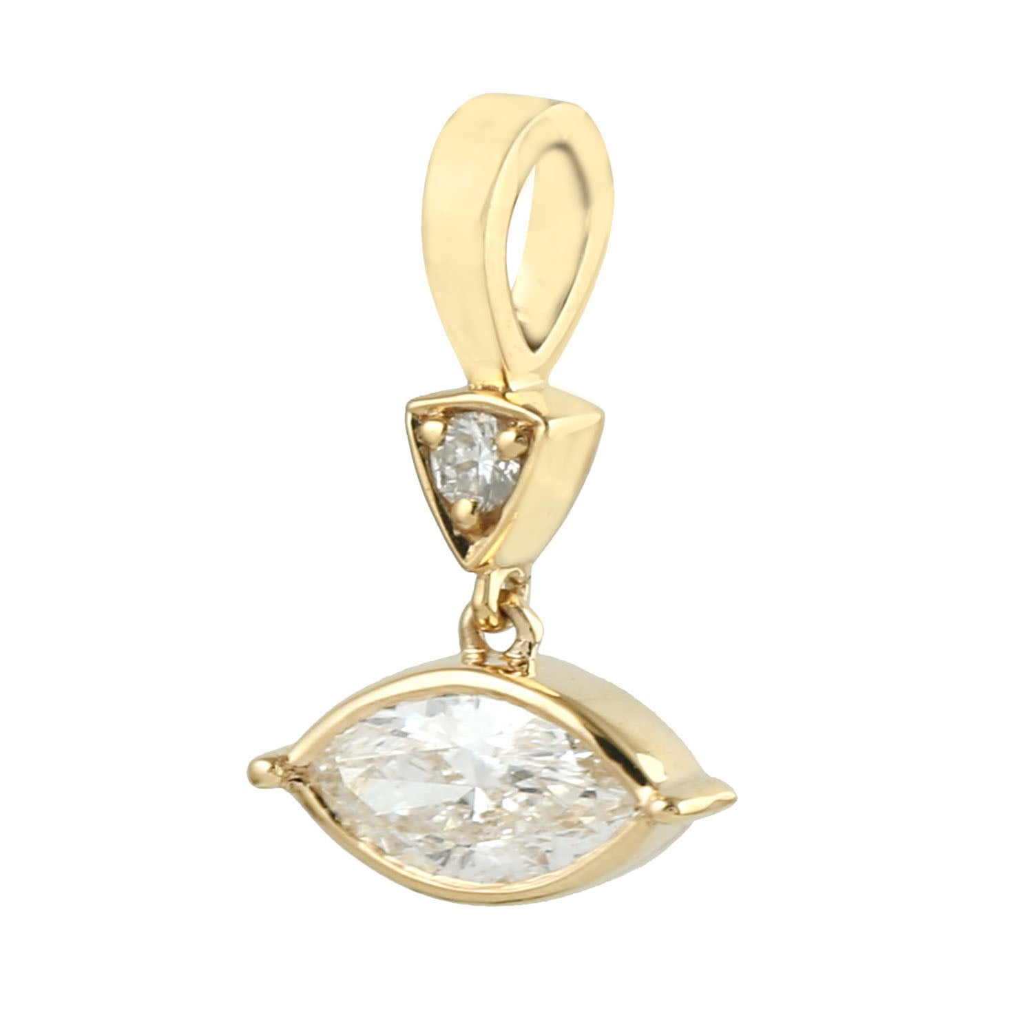 Exquisite Marquise Cut Diamond 18k Yellow Gold Dainty Charm Pendant - Perfect for Anniversary Gifts, Valentine's Day & Special Occasions