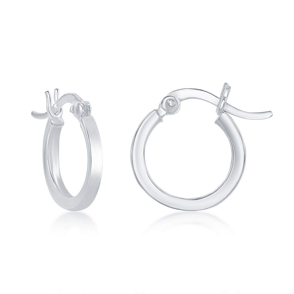 925 Sterling Silver Italian 2x16mm High Polished Small Square Tubing Hoop Earrings for Women - Minimalist Elegant Jewelry for Everyday Wear, Parties & Gifting