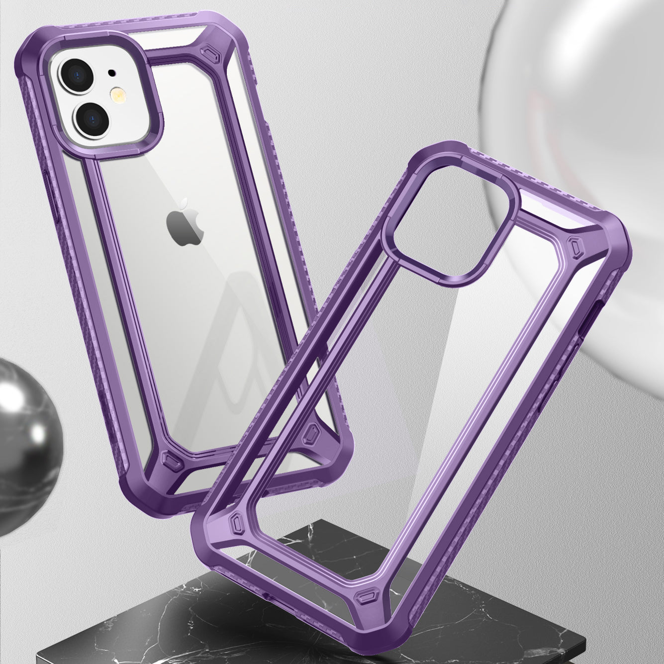 iPhone 12 Pro 6.1 Inch Unicorn Beetle Pro Series Case with Built-in Screen Protector - Shockproof Protective Cover in Clear Purple | Perfect for Outdoor Activities, Travel & Daily Use