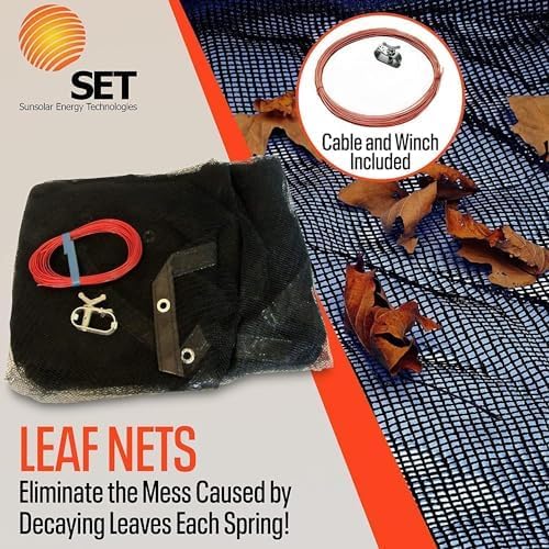 SunSolar 18x34 Ft Oval Above Ground Pool Leaf Net Cover with Winch & Cable Closure - Durable Swimming Pool Protection for Fall & Winter Season - Easy Installation & Secure Fit