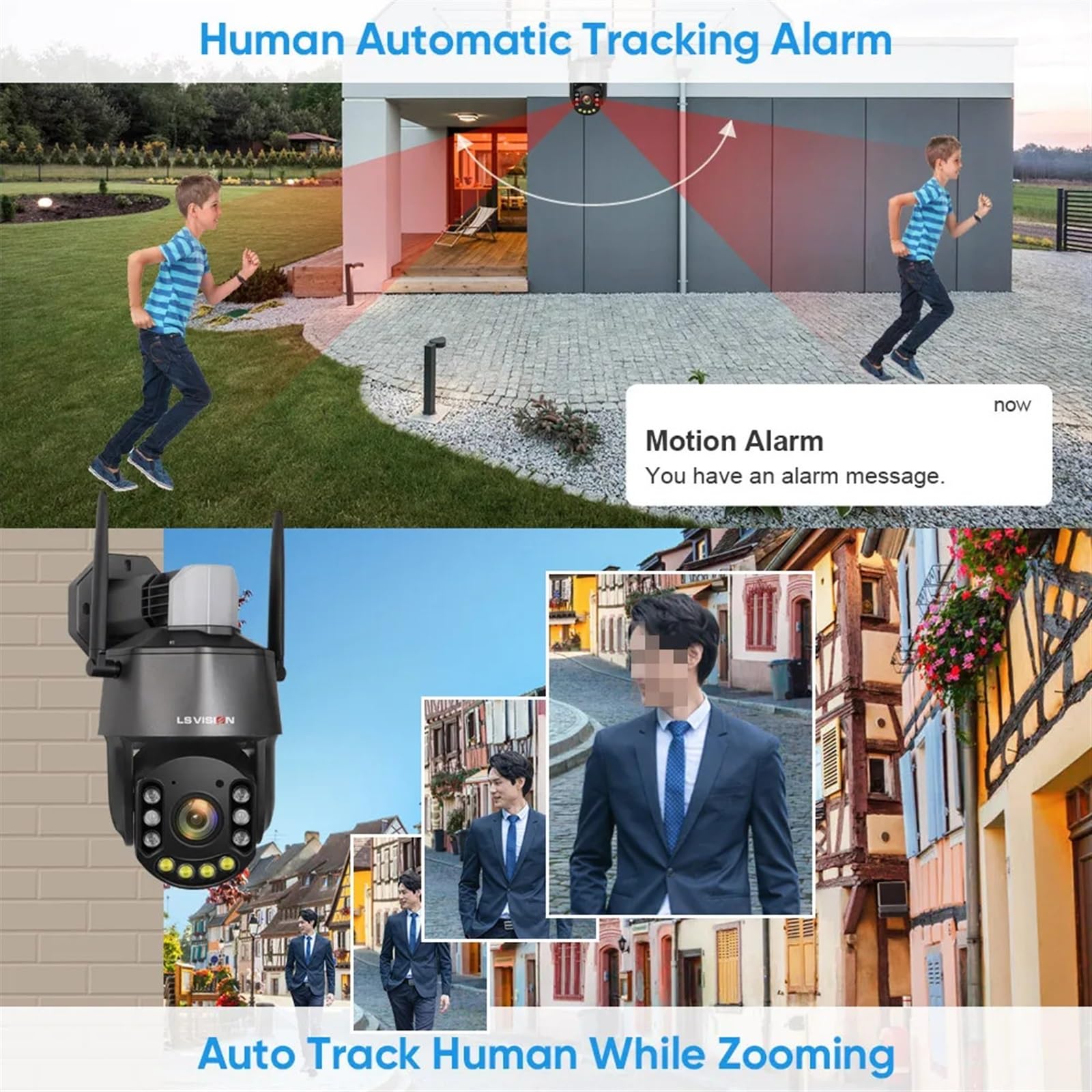 JOLIANE 5MP Outdoor Security Camera with 30X Optical Zoom, PTZ, 4G LTE, Auto Tracking, IR Night Vision up to 150M, Red/Blue Warning Lights - Ideal for Home Security, Business Surveillance & Remote Property Monitoring (No TF Card Included)