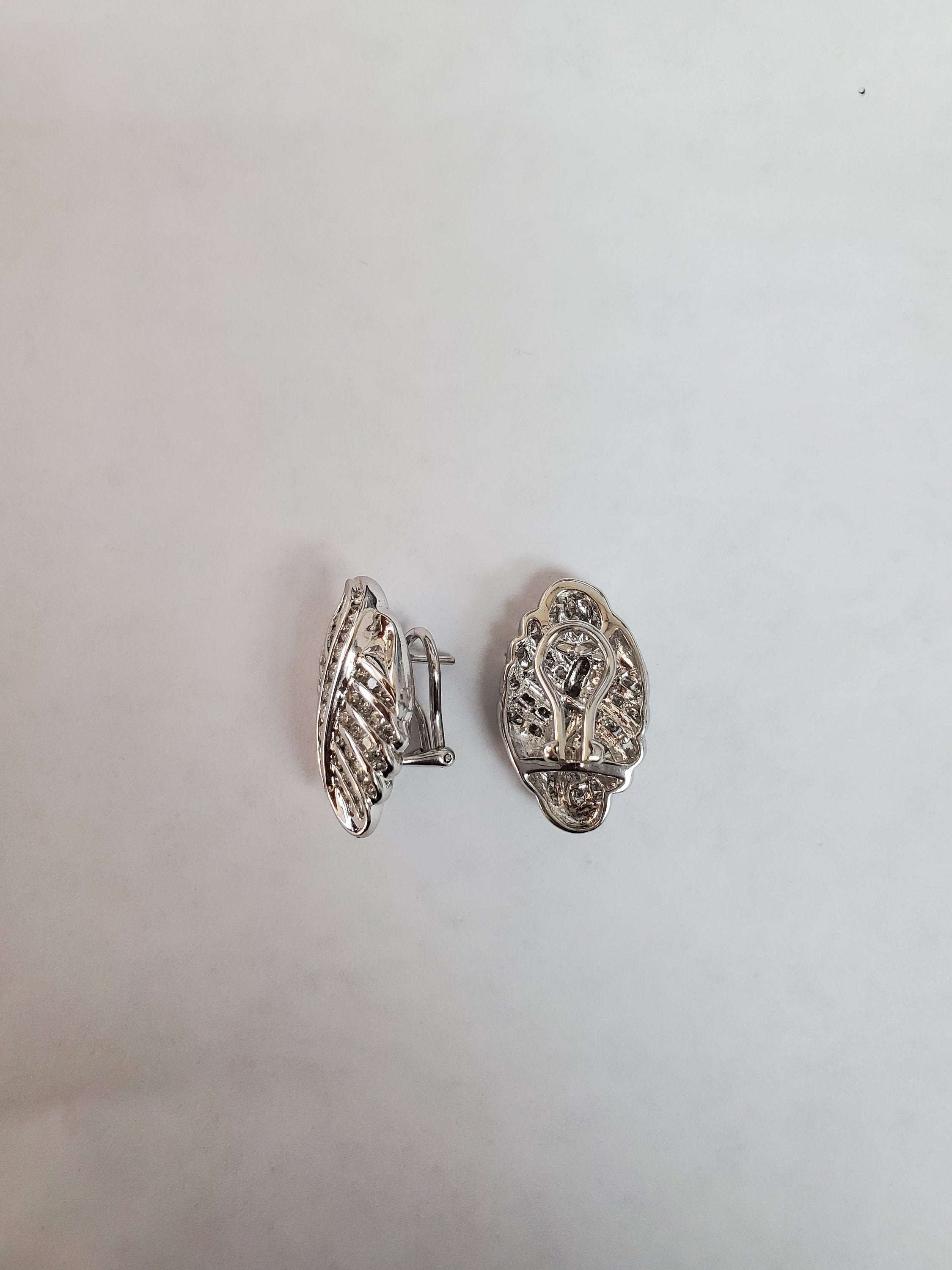 14K White Gold Diamond Cluster Leaf Design Earrings - 2.07cttw for Women, Bridal Jewelry, Wedding Gift, Anniversary Present, Party Accessories