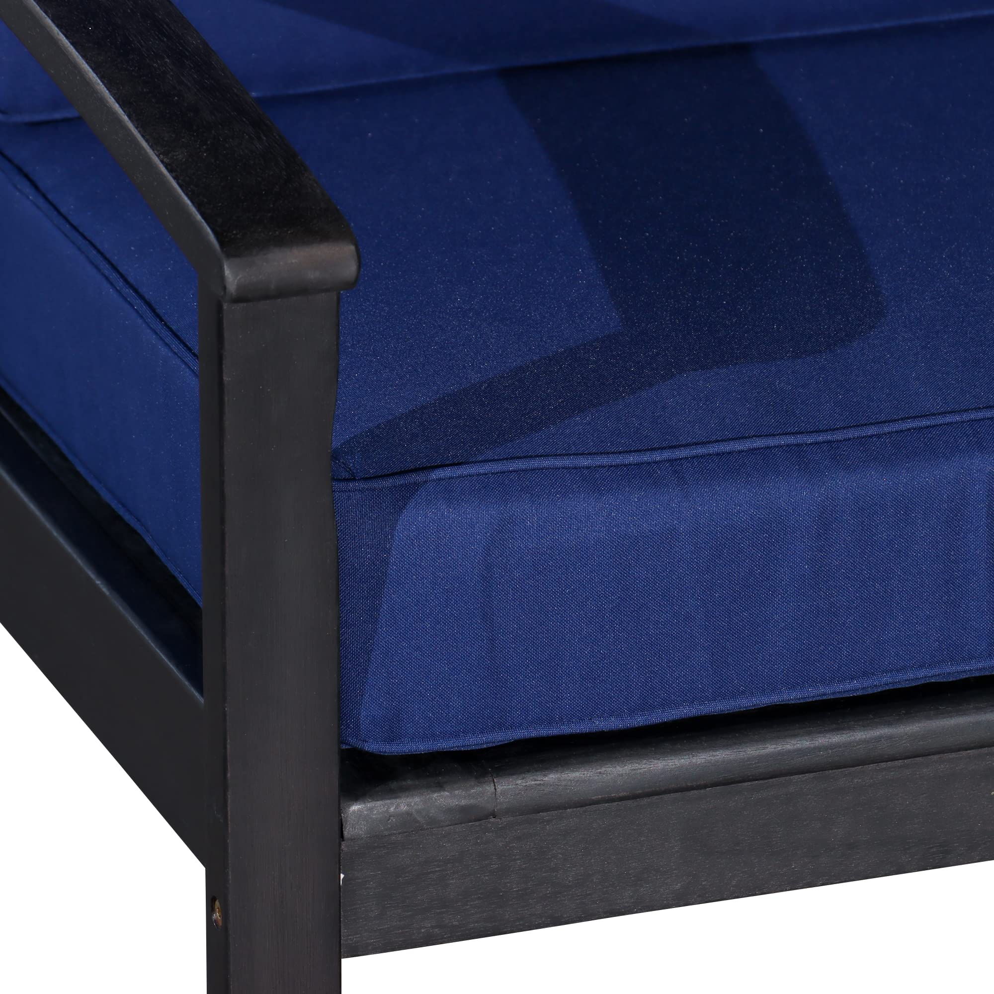 DTY Outdoor Living Longs Peak Deep Seat Eucalyptus Chair - Espresso Finish with Navy Cushions | Patio, Garden, Poolside & Backyard Relaxation Furniture