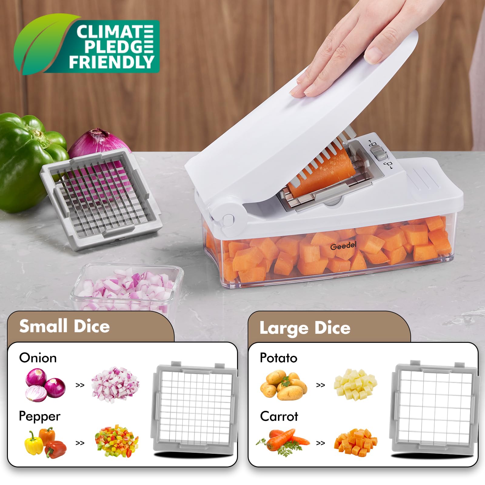 Geedel 4-in-1 Vegetable Chopper for Onion, Potato, Carrot - Perfect for Salad Prep & Cooking