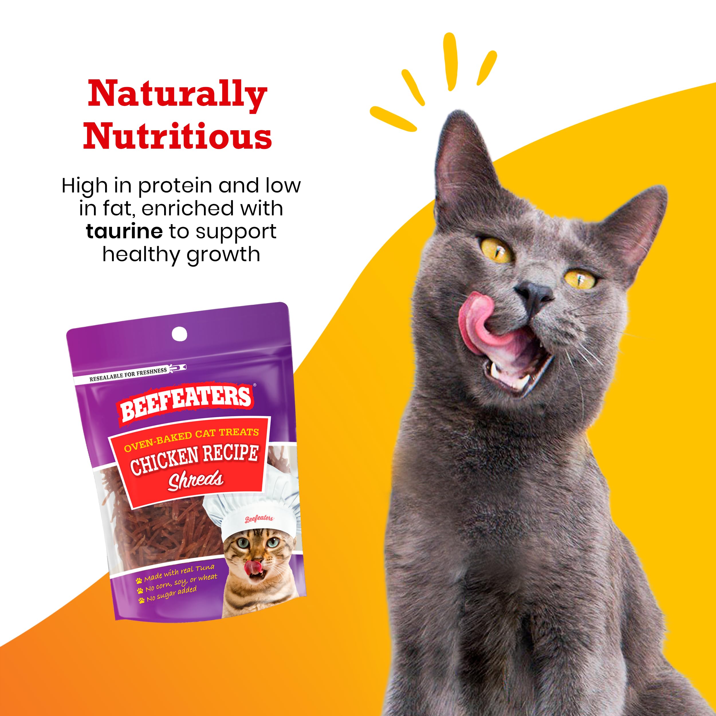 Beefeaters Natural Chicken Fillet Cat Treats 1.41oz (12-Pack) | Grain-Free, High Protein & Taurine Cat Food | No Sugar, Soy, Corn or Wheat | Healthy Training Snacks for Cats - Perfect for Rewards, Training & Bonding Moments