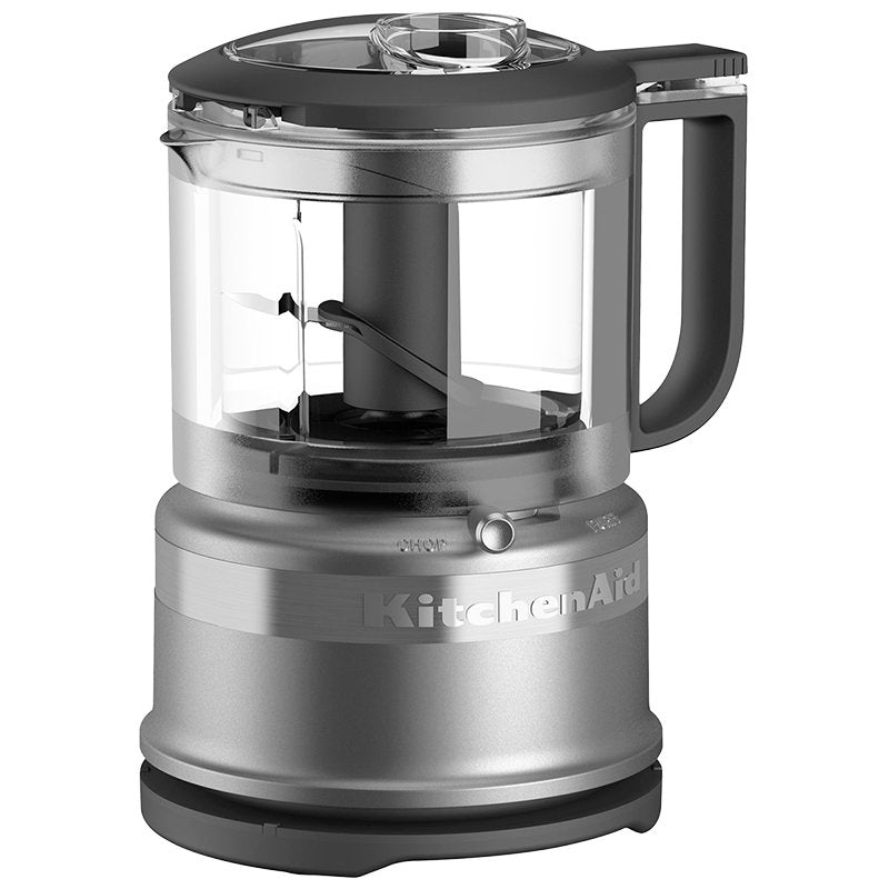KitchenAid 3.5 Cup Mini Food Chopper & Food Processor - Compact Countertop Appliance for Chopping, Slicing & Pureeing - Perfect for Small Kitchens, Dorms & RVs (Contour Silver, KFC3516CU)