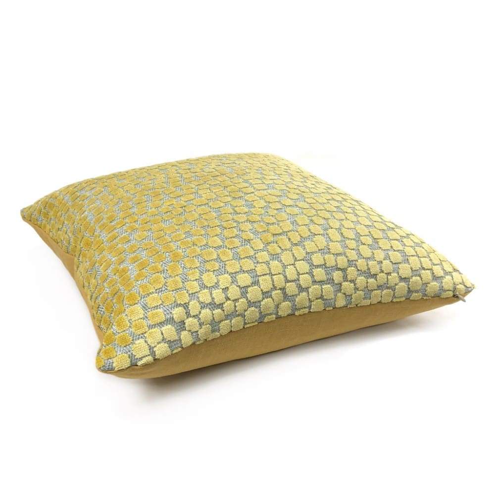 Flurries Citrine Yellow Cut Velvet Dots Pillow Cover - Luxurious Velvet Cushion Case for Sofa, Bed & Home Decor - Perfect for Living Room, Bedroom & Cozy Spaces