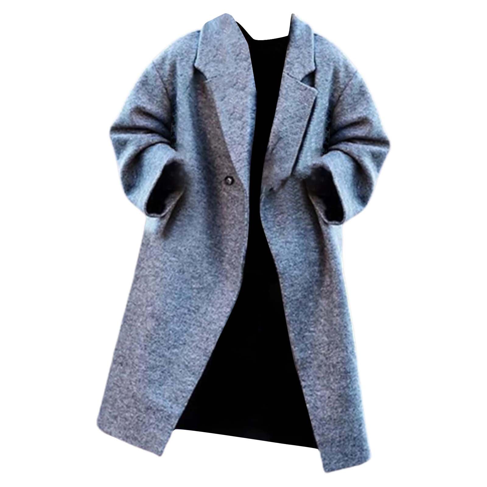 Women's Wool Blend Long Coat with Lapel Collar - Warm Winter Trench Coat for Fall & Winter Fashion | Perfect for Office, Dating, and Outdoor Activities