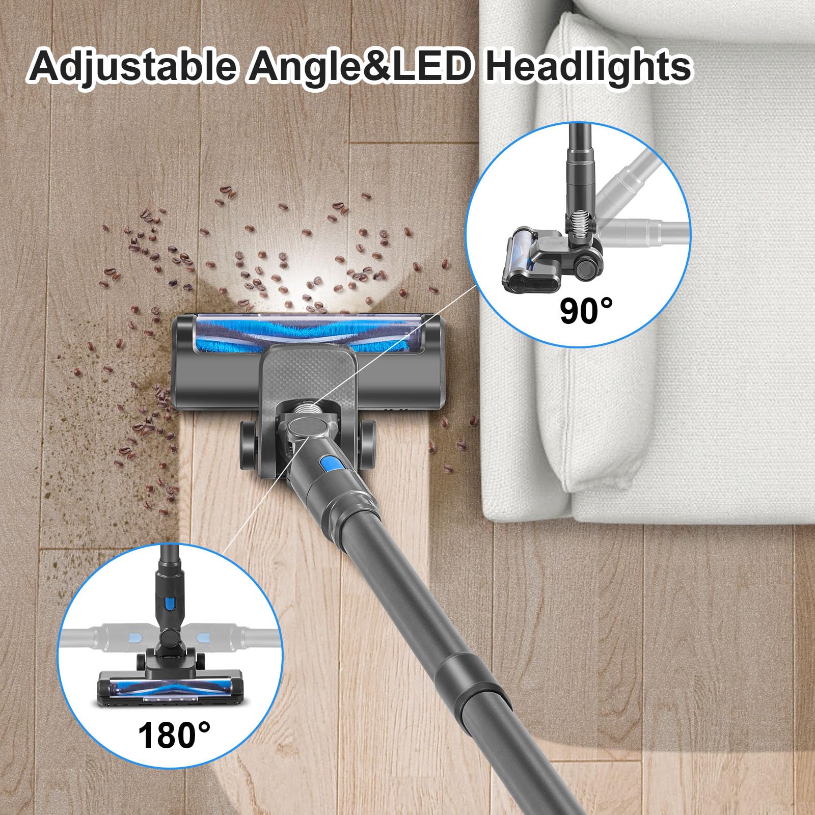 6-in-1 Cordless Stick Vacuum Cleaner with Powerful Suction - Rechargeable Lightweight Vacuum for Hardwood Floors & Carpets - Perfect for Home Cleaning, Pet Hair Removal & Quick Pickups