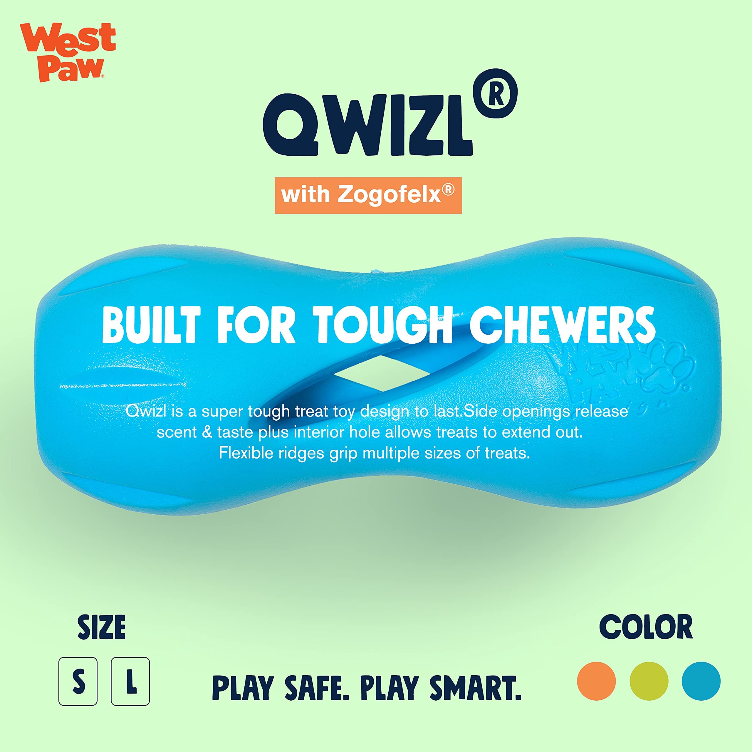 Premium WEST PAW Air Dried Bison Heart Dog Treats with Zogoflex Qwizl Treat Dispensing Chew Toy Bundle – Natural Farm Fresh Bison Heart Snacks & Interactive Puzzle Toy for Dogs – Holds Kibble & Treats – Perfect for Training, Enrichment & Dental Health