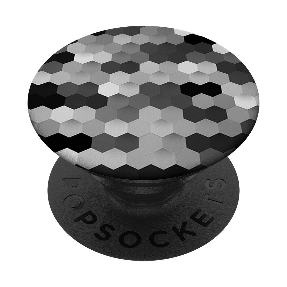 Hexagonal Honeycomb PopSockets Grip & Stand - Universal Phone & Tablet Holder with Monochrome Design | Perfect for Gaming, Work Calls, and Hands-Free Viewing