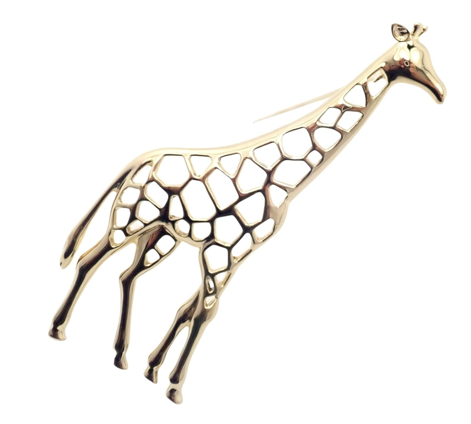 Authentic Mikimoto 18K Yellow Gold Large Giraffe Pin Brooch - Vintage Luxury Jewelry for Women - Perfect for Special Occasions, Gift Giving & Collecting