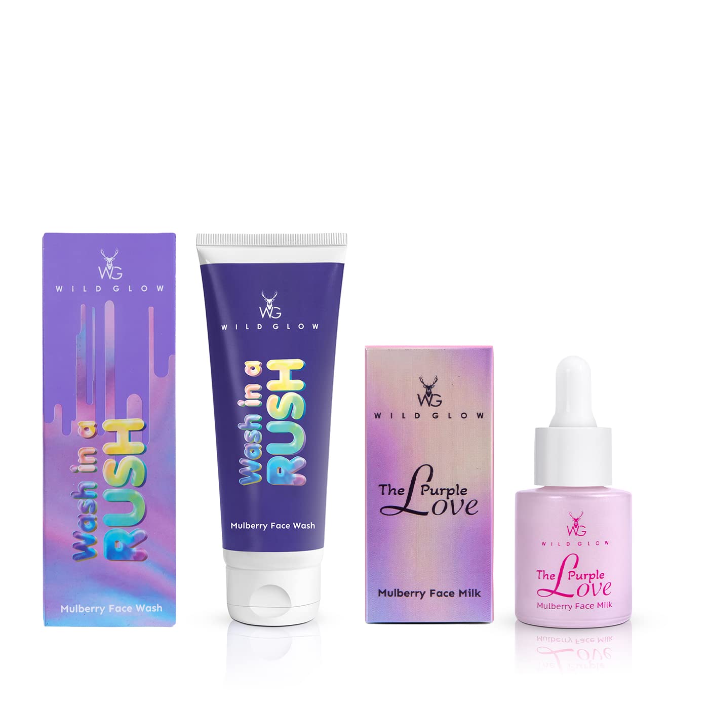 Wildglow Mulberry Skincare Combo - 100ml Face Wash & 20ml Face Milk Serum with Real Mulberry Extracts | Brightening & Hydrating for Glowing Skin | Perfect for Daily Skincare Routine & Travel