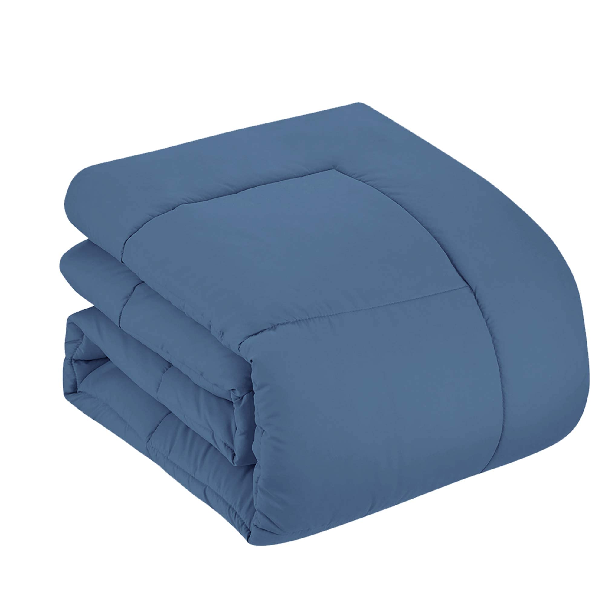 3 Piece Down Alternative Comforter Set - Full Size 82x86 Inches - All Season Warmth - Luxurious Cotton Bedding - Denim Blue - Perfect for Bedroom, Guest Room & Dorm Decor