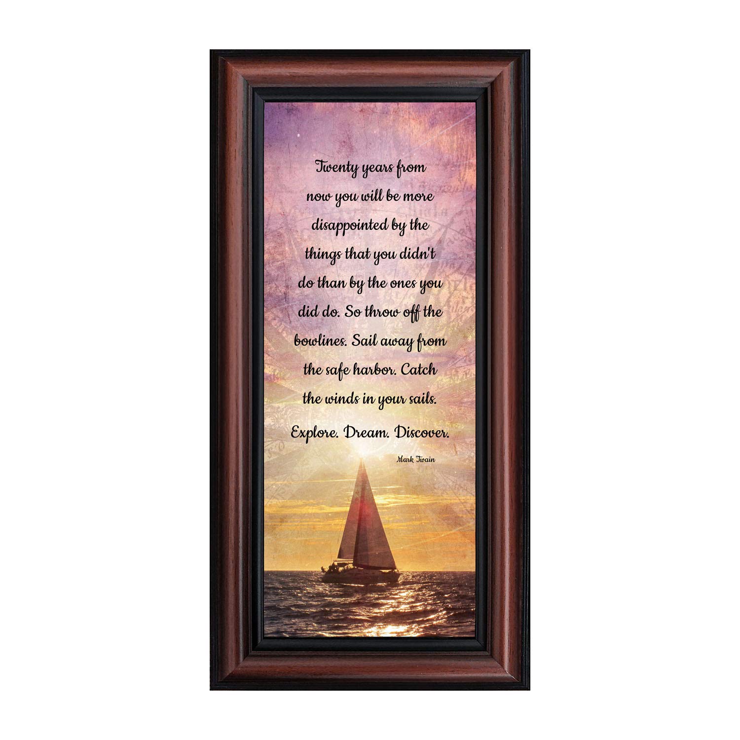 Crossroads Home Décor Discover - Mark Twain Inspirational Quote Wall Art | Motivational Office Decor | Rustic Home & Office Wall Décor for Living Room, Bedroom or Workspace