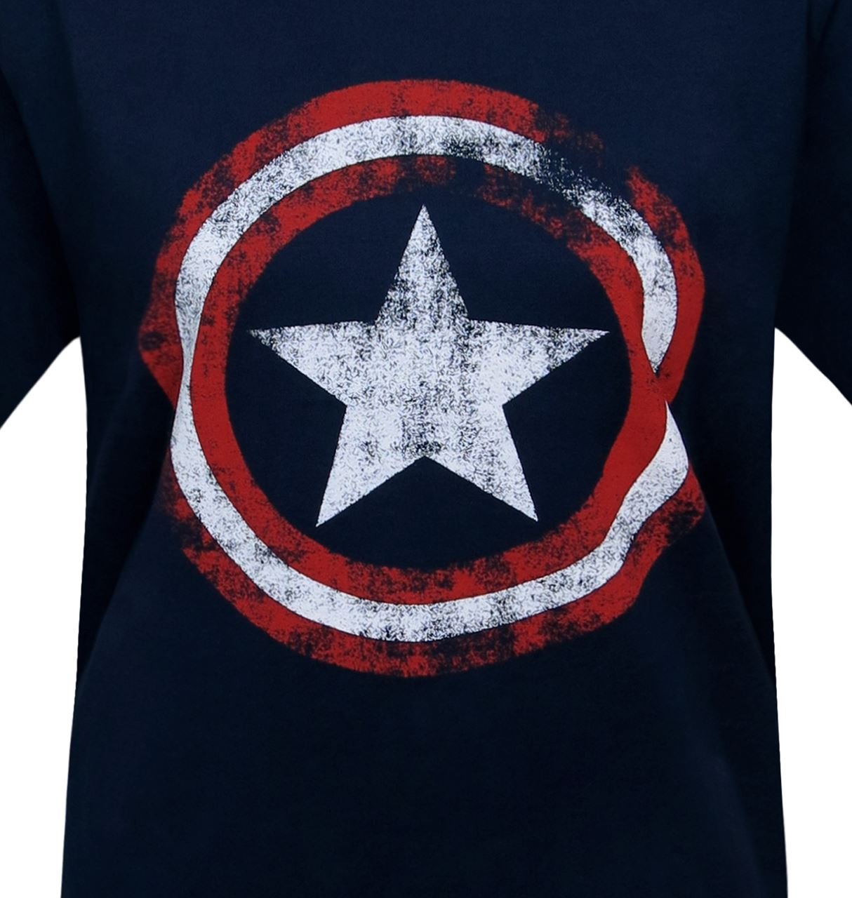 Captain America Women's Distressed Symbol T-Shirt - Vintage Style CLAS Blue Cotton Tee | Marvel Superhero Cosplay, Comic Con Outfit, Casual Streetwear