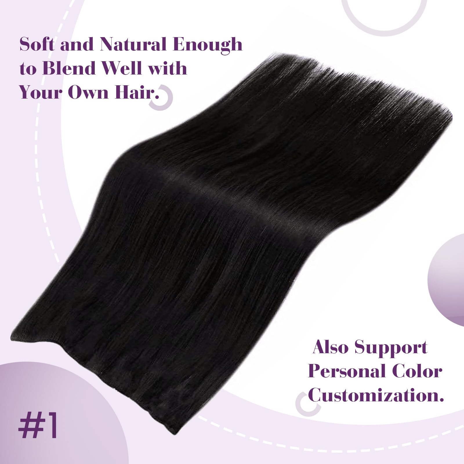 LaaVoo 20 Inch Human Hair Extensions - 100g Natural Black Invisible Wire Hair Extensions for Women | Real Human Hair for Volume & Length | Perfect for Daily Wear, Parties & Special Occasions