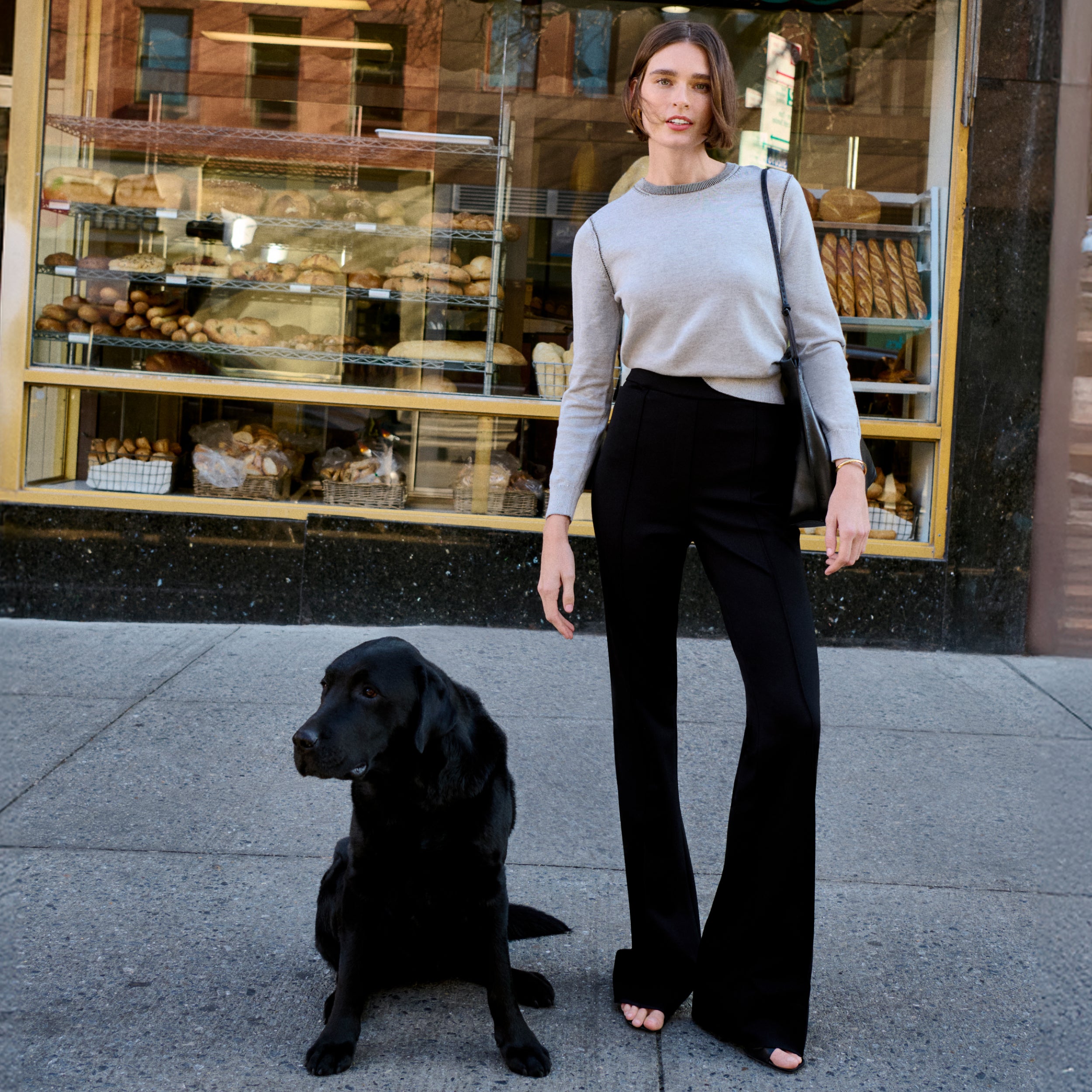 Stylish Hart Flare Trouser in Black Butter Ponte Fabric - Perfect for Work, Office & Casual Wear
