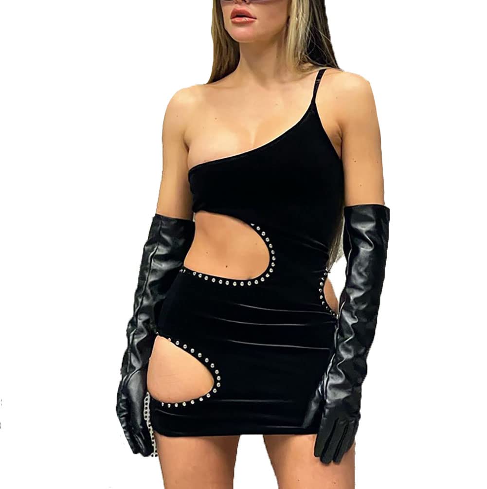 Euvinla Women's Sexy Black Mini Dress - Sleeveless Tight Bodycon Club Dress for Party, Night Out, Date Night & Special Occasions