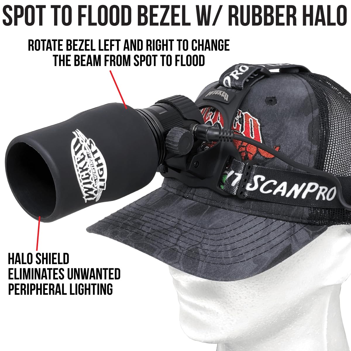Wicked Lights ScanPro iC GEN4 3-in-1 LED Headlamp Kit (Green/Red/White) for Night Hunting Coyote, Predator, Varmint & Hogs - Perfect for Tracking, Field Dressing & Low-Light Hunting Scenarios