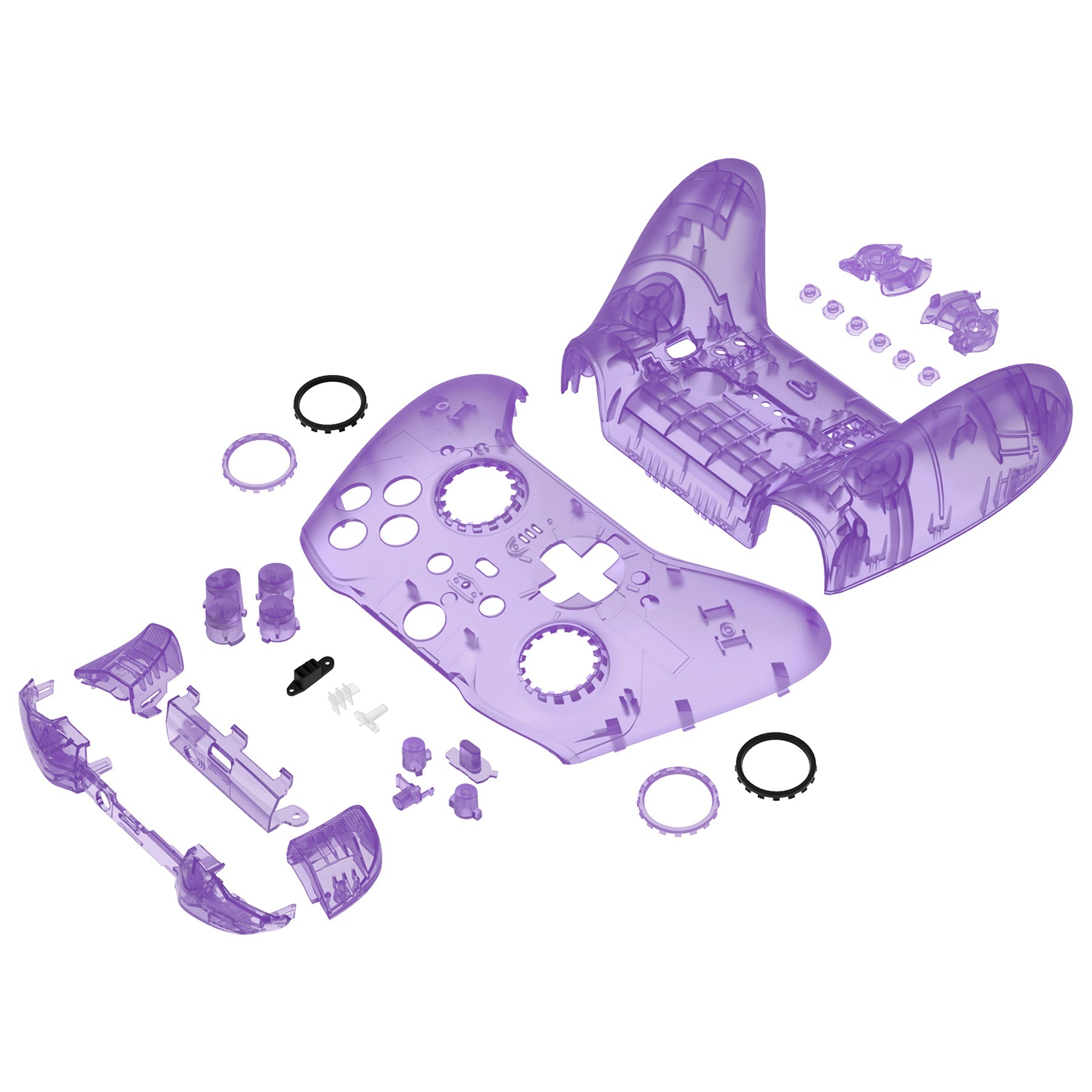 eXtremeRate Full Set Replacement Shell with Buttons for Xbox One Elite Series 2 & Elite 2 Core Controller (Model 1797) - Clear Atomic Purple - Custom Mod Kit for Enhanced Gaming Performance & Style