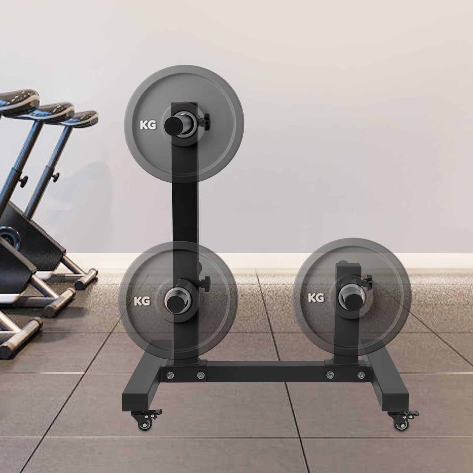 Olympic Weight Plate Rack Tree - Heavy Duty Portable Weight Storage Organizer with Locking Wheels for Bumper Plates (1102.3 lbs Capacity) - Perfect for Home Gym, CrossFit Training & Commercial Fitness Centers