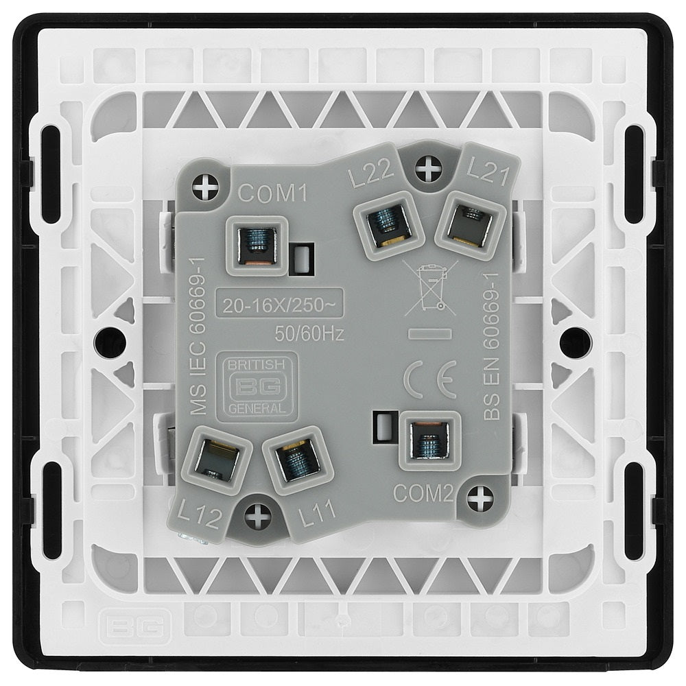 BG Evolve Satin Brass 2-Gang 2-Way Wide Rocker Light Switch PCDSB42WB - Perfect for Modern Home Lighting Control in Bedrooms, Living Rooms & Offices