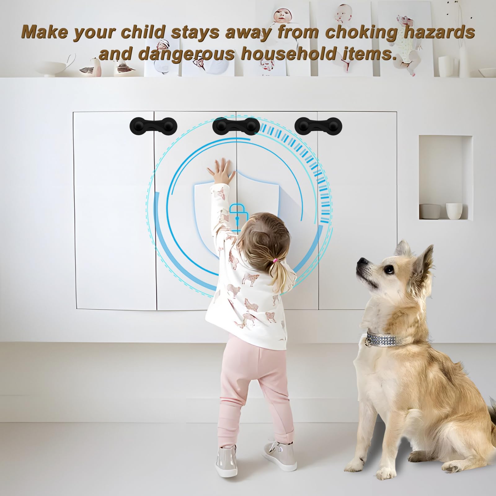 10-Pack Child Safety Cabinet Locks - No Drill Baby Proofing Locks with 3M Adhesive for Drawers, Fridge, Oven & Toilet Seat - Easy Installation Black (Perfect for Childproofing Kitchens, Bathrooms & Home Appliances)