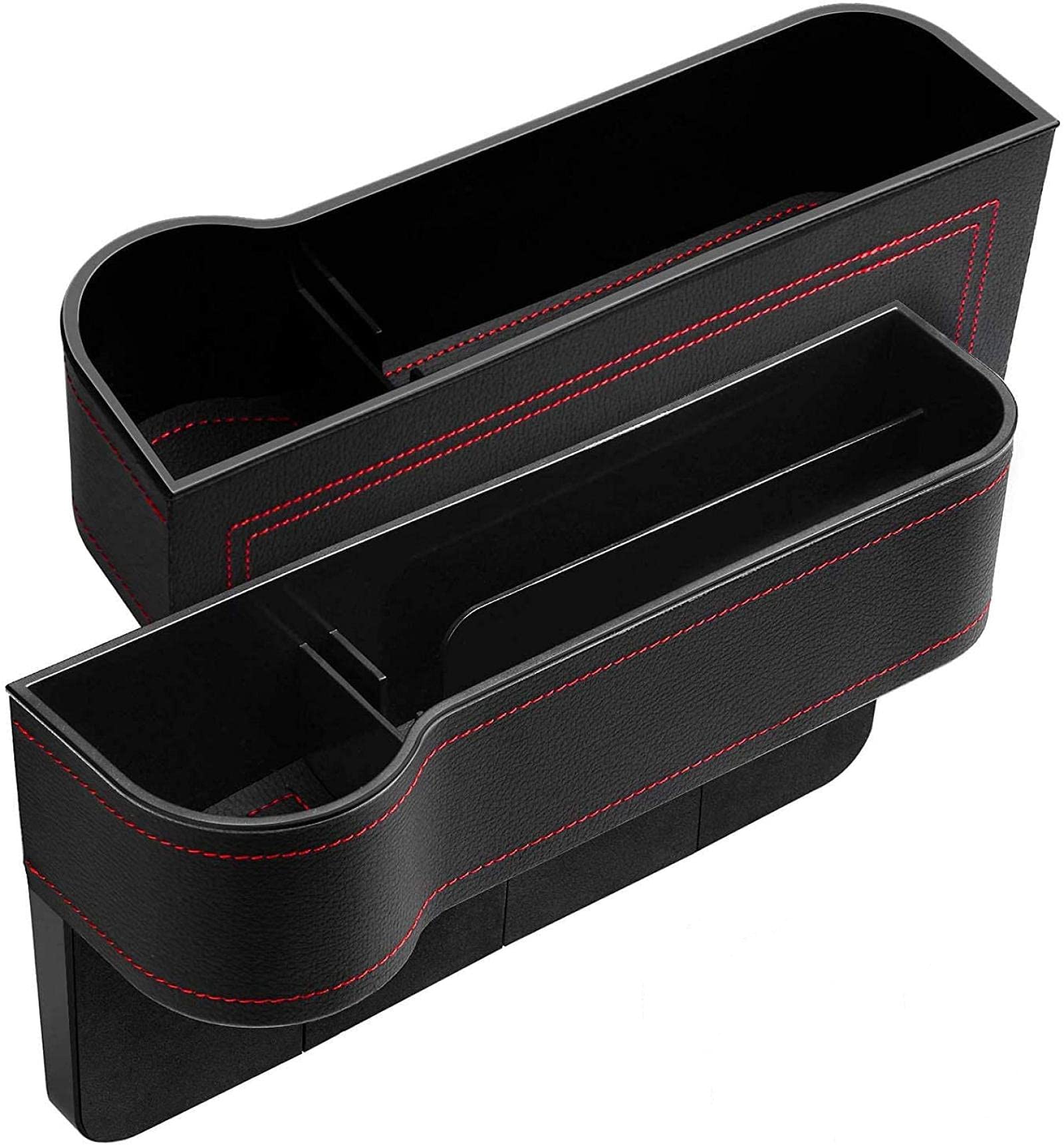 Premium PU Leather Car Seat Gap Organizer with Cup Holder - Storage Box for Phone, Wallet & Accessories - Perfect for Sedans, SUVs & Trucks - Car Interior Organizer for Daily Commute & Road Trips