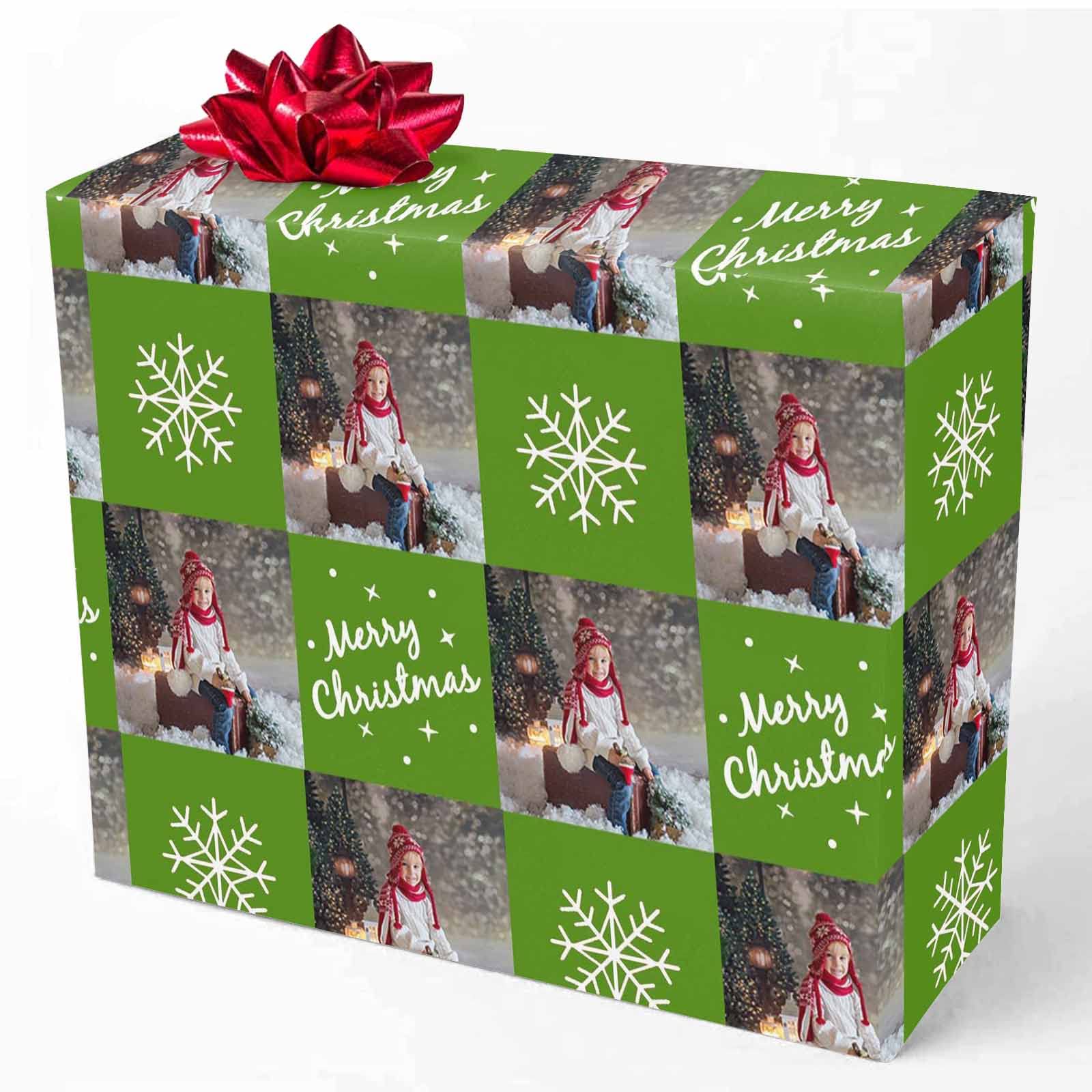 Custom Photo Gift Wrapping Paper - Personalized Christmas Snowflake Design with Your Picture | Funny Holiday Wrap for Men & Women | 58x23 Inches (5 Rolls) | Perfect for Christmas Presents, Stocking Stuffers & Secret Santa Gifts
