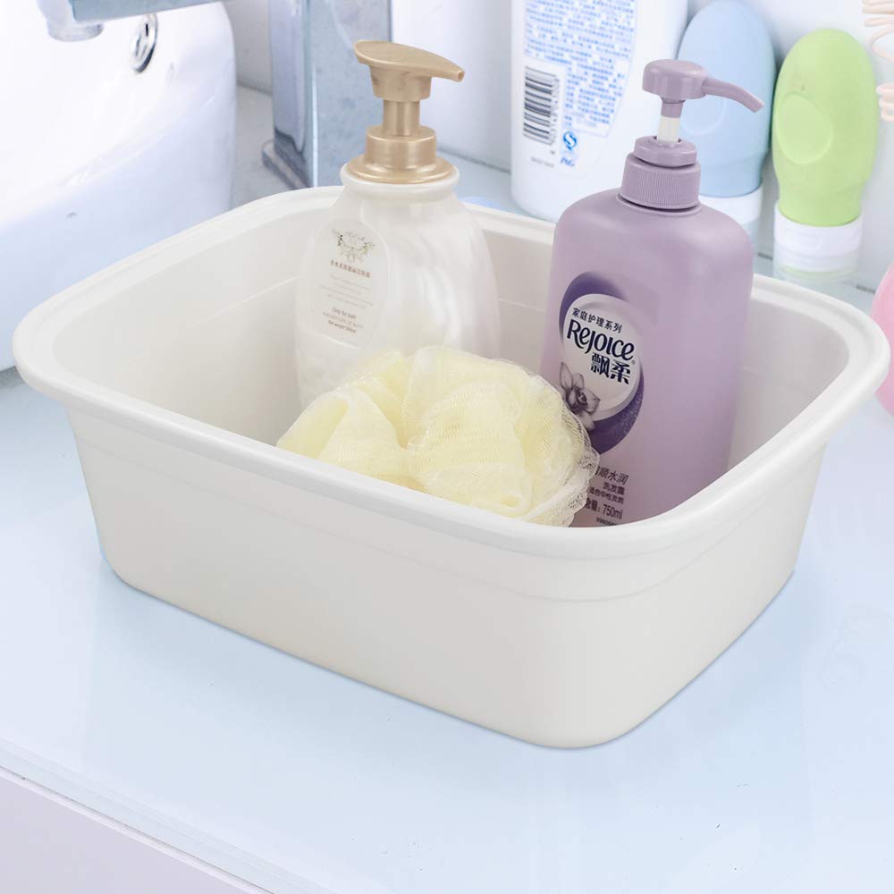 12 Quart Plastic Wash Basin, 4 Pack Dish Pan - Large White Kitchen Sink Container for Washing Dishes, Vegetables, and Laundry | Durable & Multipurpose Cleaning Tub for Home, Camping, and Outdoor Use