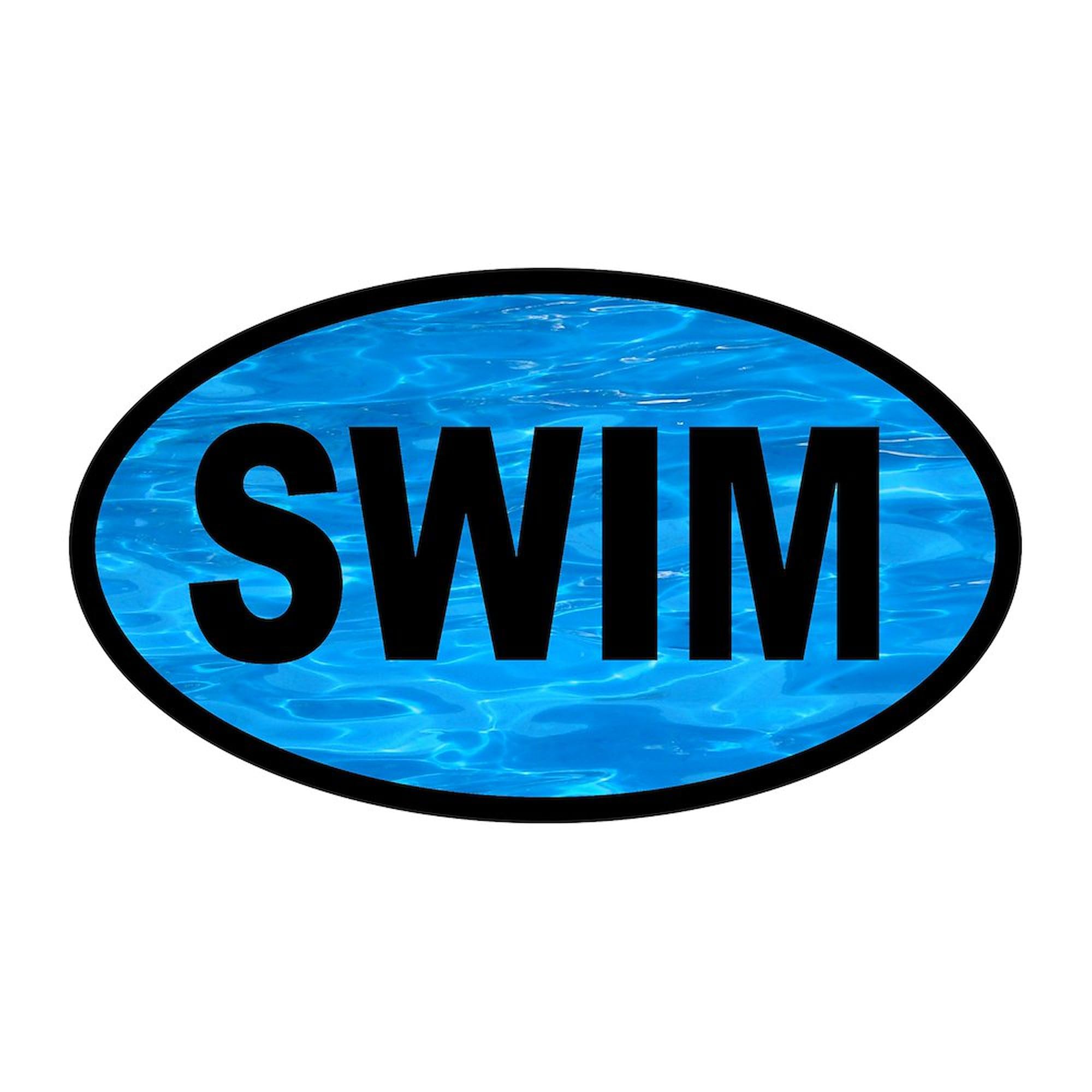 Funny Oval Pool & Swim Sticker - Waterproof Vinyl Decal for Cars, Laptops, Windows - Perfect for Beach Lovers & Summer Decor