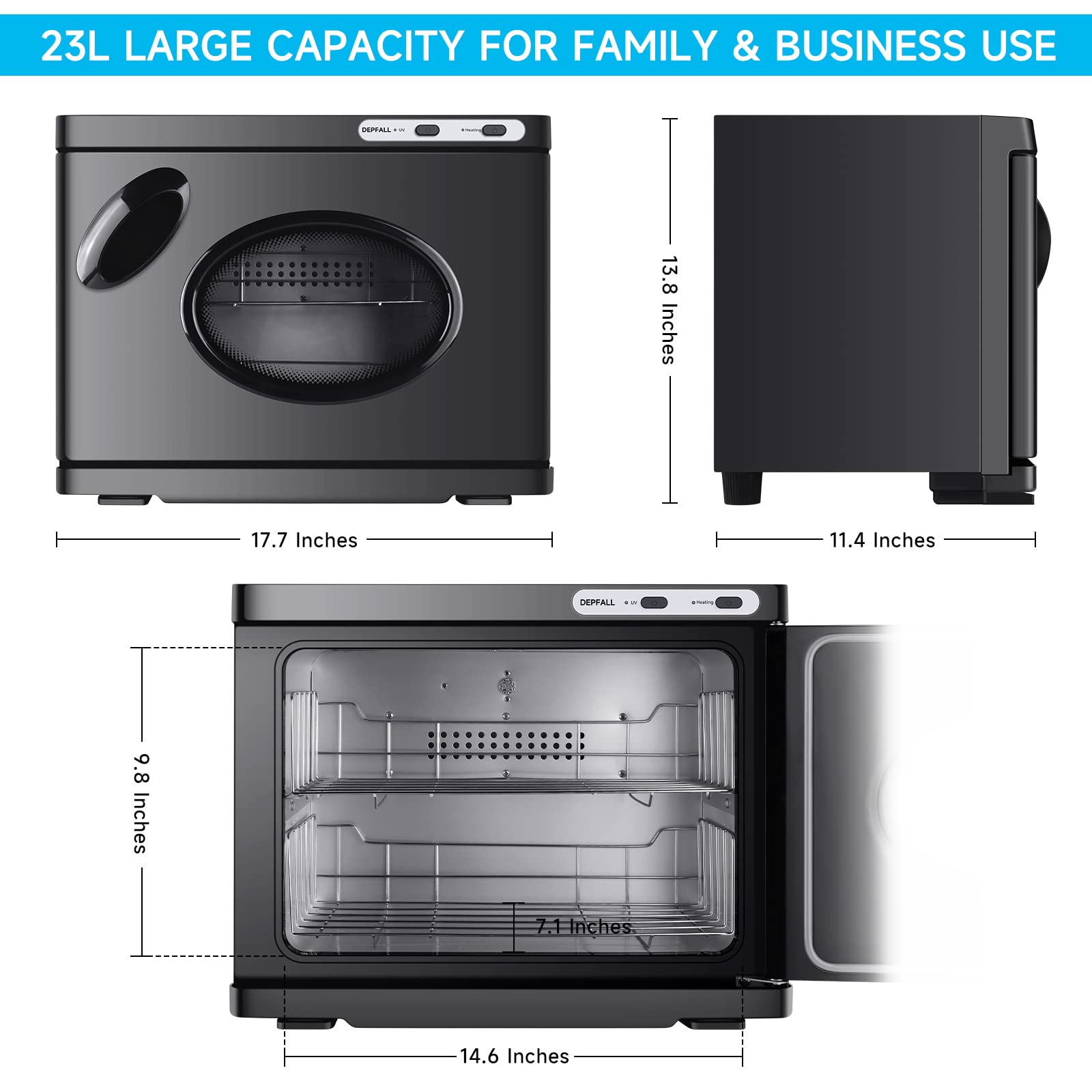 Professional 23L Large Capacity Hot Towel Warmer Cabinet - Fast Heating Aluminum Interior with Window - 2-in-1 Spa Towel Warmer for Facials, Barber, Salon & Esthetician - Perfect for Home Spa, Salon Treatments & Professional Use (Black)