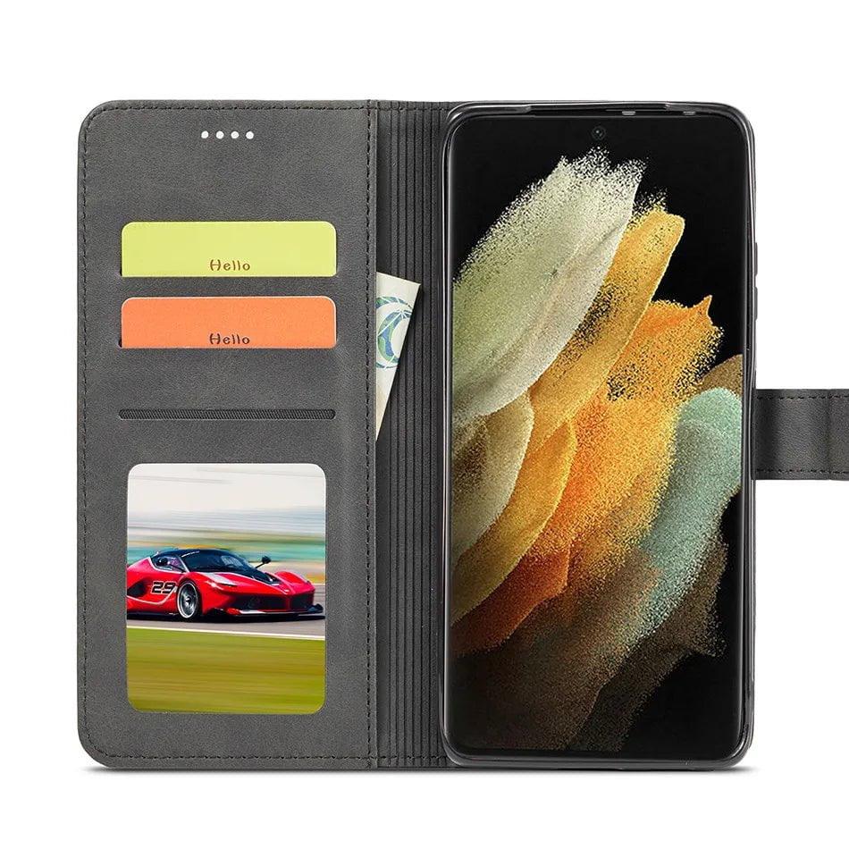Samsung Galaxy S24 Ultra Vegan Leather Wallet Case - Slim Protective Cover with Card Holder for Everyday Use & Travel