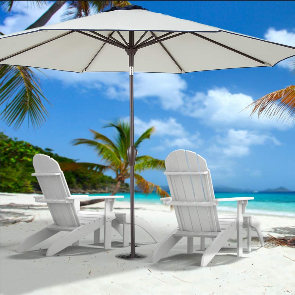 9FT Beige Tan Fade Resistant Outdoor Patio Umbrella with Easy Crank Open & Push Button Tilt - Perfect for Poolside, Backyard, Deck, and Garden Shade