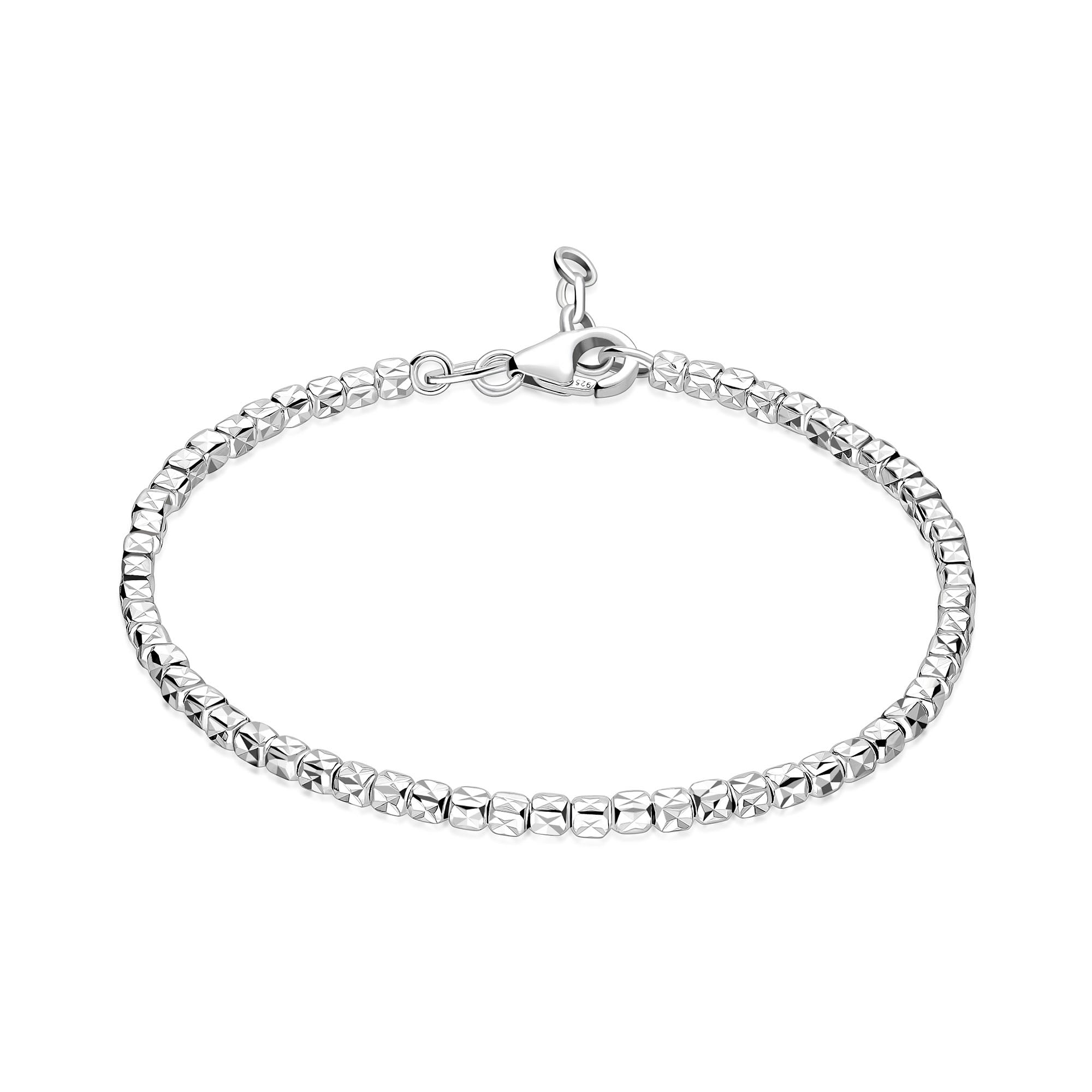 Sterling Silver Cube Bracelet for Women | Minimalist Stackable Jewelry | Perfect for Everyday Wear, Gifts & Special Occasions